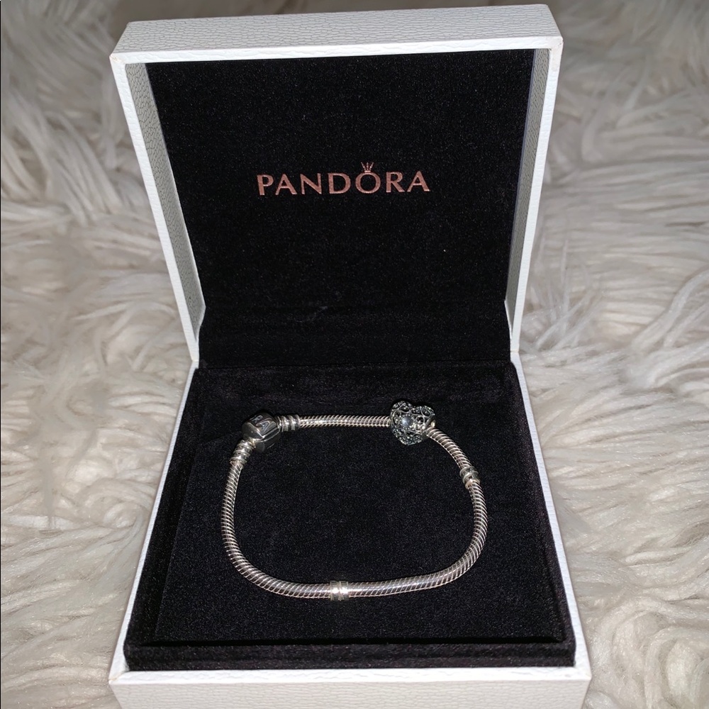 Pandora charm bracelet with silver heart charm